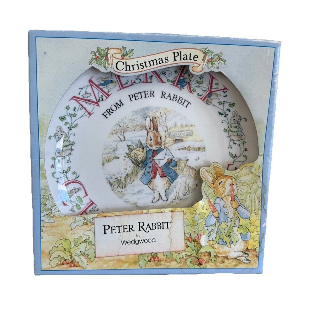 Vintage 1993 Peter Rabbit by Wedgewood Christmas Plate New in Box 8" Diameter